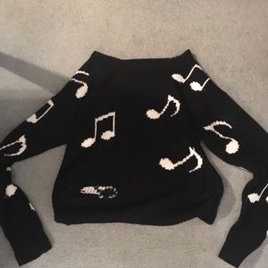 Music note cropped sweater